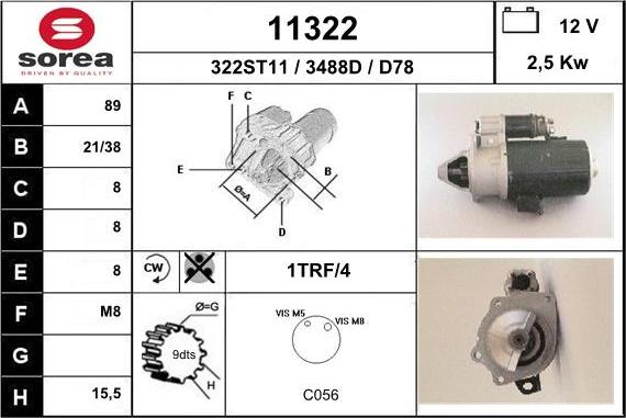 EAI 11322 - Starter autospares.lv