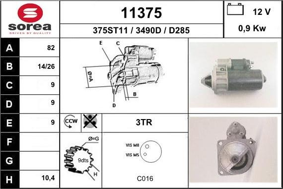 EAI 11375 - Starter autospares.lv
