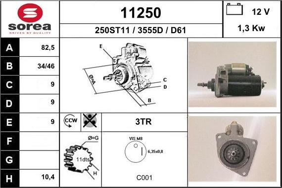 EAI 11250 - Starter autospares.lv