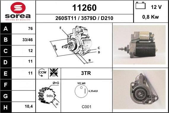 EAI 11260 - Starter autospares.lv