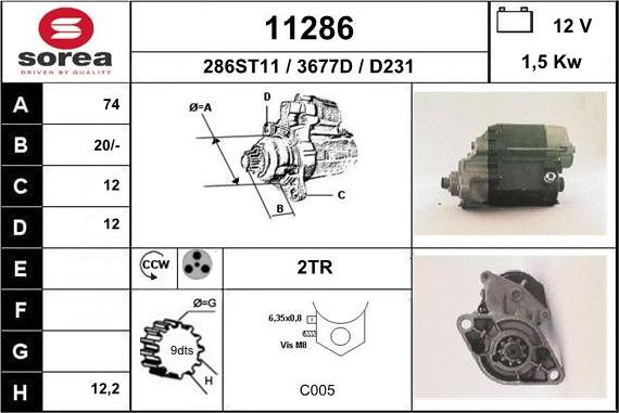 EAI 11286 - Starter autospares.lv