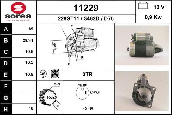 EAI 11229 - Starter autospares.lv