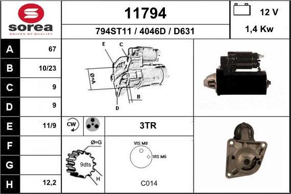 EAI 11794 - Starter autospares.lv