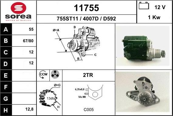 EAI 11755 - Starter autospares.lv