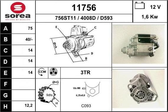 EAI 11756 - Starter autospares.lv