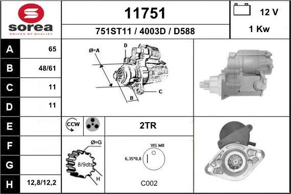 EAI 11751 - Starter autospares.lv