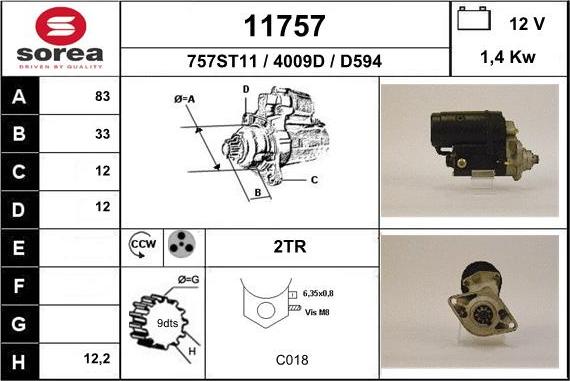 EAI 11757 - Starter autospares.lv