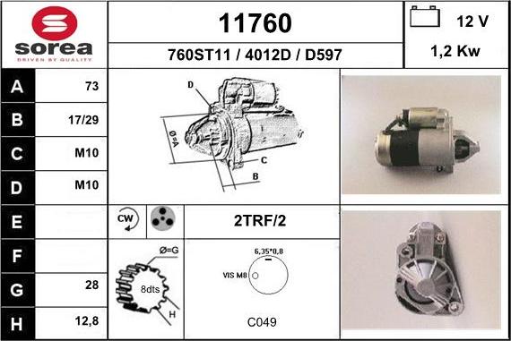 EAI 11760 - Starter autospares.lv