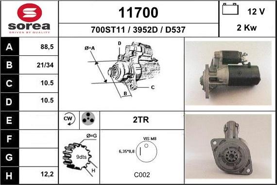 EAI 11700 - Starter autospares.lv