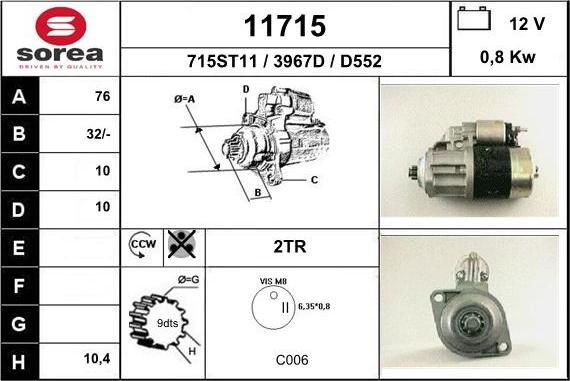 EAI 11715 - Starter autospares.lv