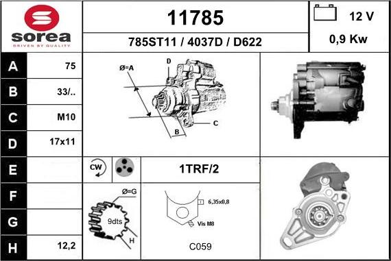 EAI 11785 - Starter autospares.lv