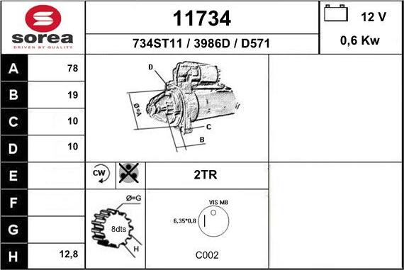 EAI 11734 - Starter autospares.lv