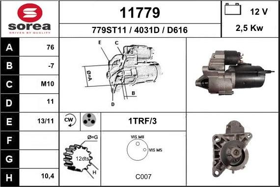 EAI 11779 - Starter autospares.lv