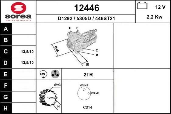 EAI 12446 - Starter autospares.lv