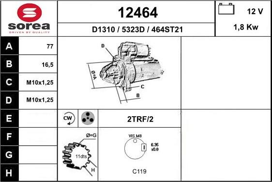 EAI 12464 - Starter autospares.lv