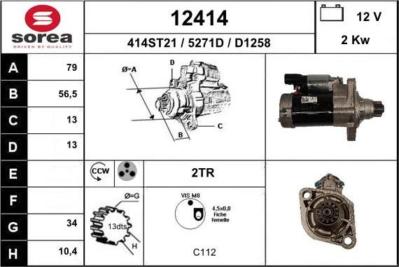 EAI 12414 - Starter autospares.lv