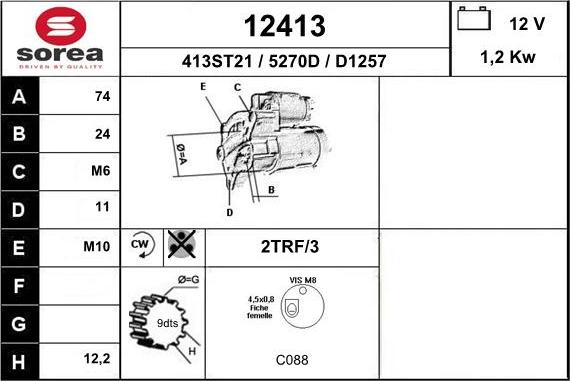 EAI 12413 - Starter autospares.lv