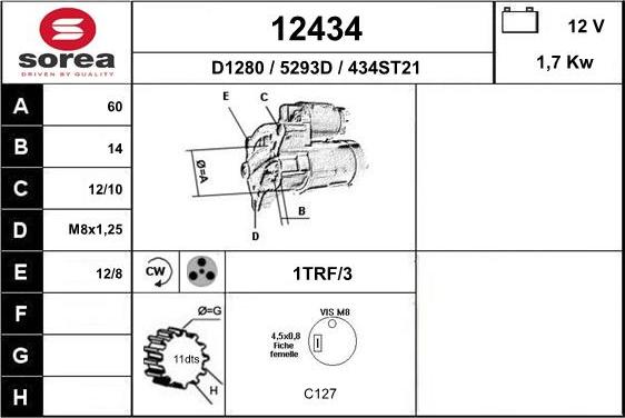 EAI 12434 - Starter autospares.lv