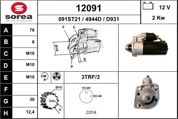 EAI 12091 - Starter autospares.lv