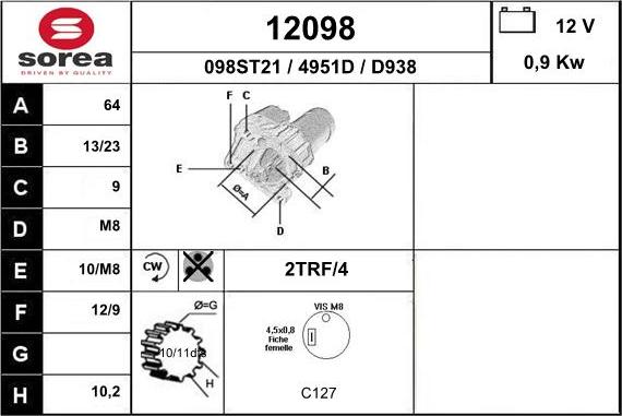 EAI 12098 - Starter autospares.lv