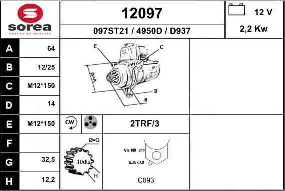 EAI 12097 - Starter autospares.lv