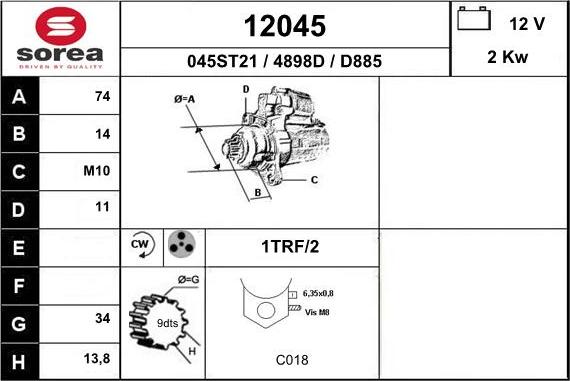 EAI 12045 - Starter autospares.lv