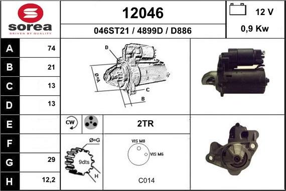 EAI 12046 - Starter autospares.lv