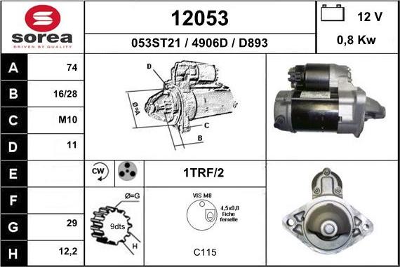 EAI 12053 - Starter autospares.lv