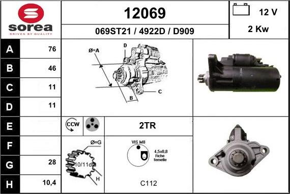 EAI 12069 - Starter autospares.lv