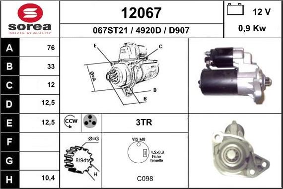 EAI 12067 - Starter autospares.lv