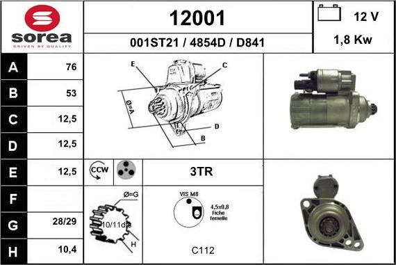 EAI 12001 - Starter autospares.lv