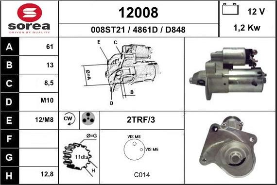 EAI 12008 - Starter autospares.lv