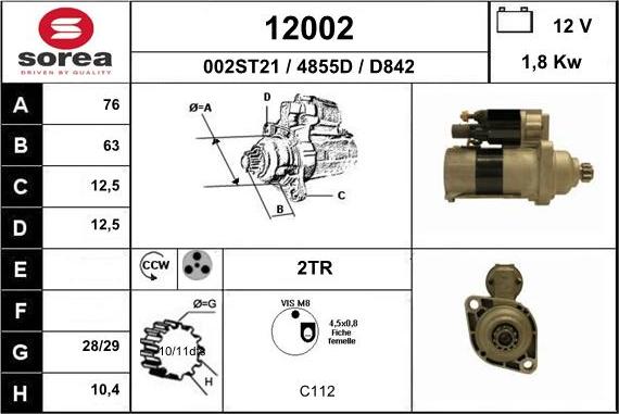 EAI 12002 - Starter autospares.lv