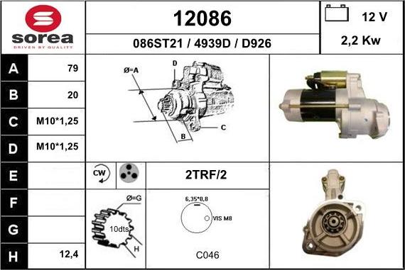 EAI 12086 - Starter autospares.lv