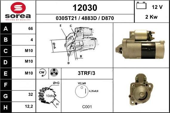 EAI 12030 - Starter autospares.lv