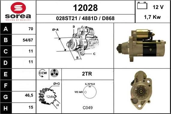 EAI 12028 - Starter autospares.lv