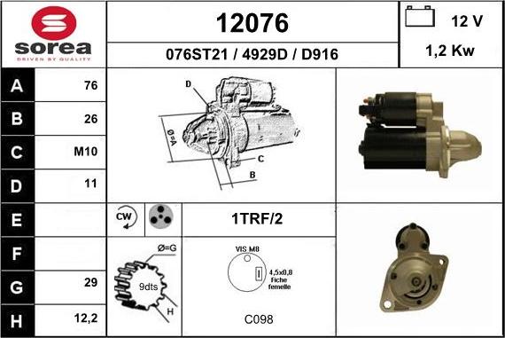 EAI 12076 - Starter autospares.lv