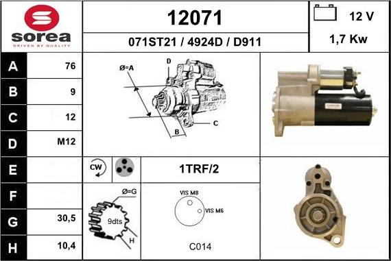 EAI 12071 - Starter autospares.lv