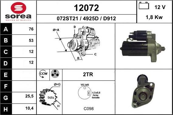 EAI 12072 - Starter autospares.lv