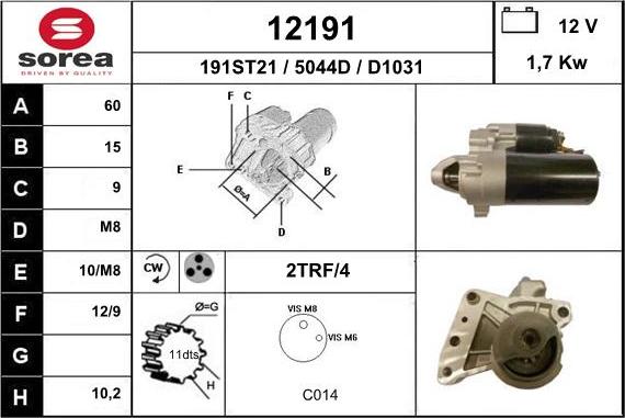 EAI 12191 - Starter autospares.lv