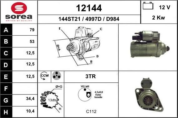 EAI 12144 - Starter autospares.lv