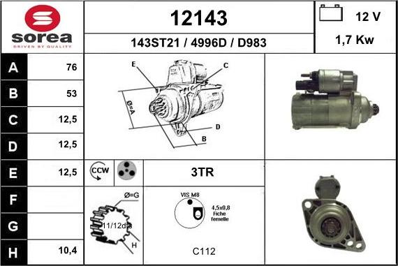 EAI 12143 - Starter autospares.lv