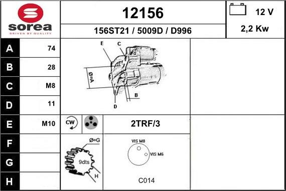 EAI 12156 - Starter autospares.lv