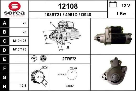 EAI 12108 - Starter autospares.lv