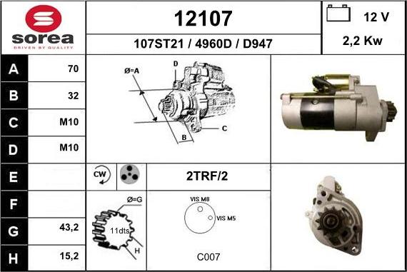 EAI 12107 - Starter autospares.lv