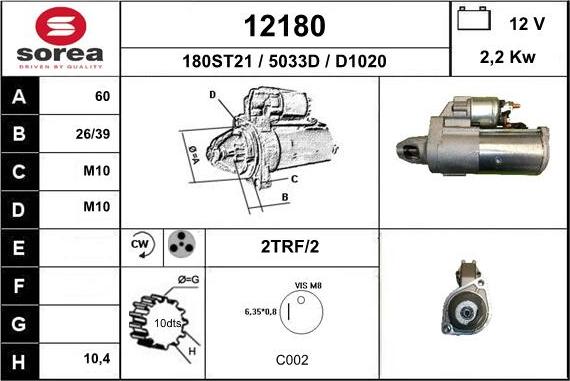 EAI 12180 - Starter autospares.lv