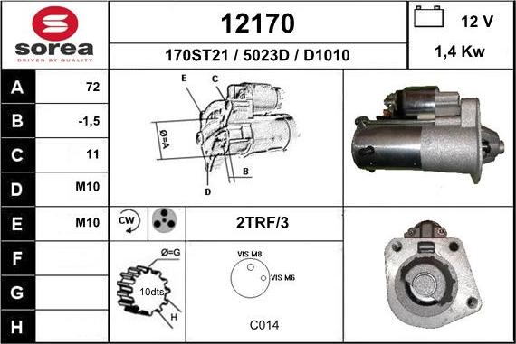 EAI 12170 - Starter autospares.lv