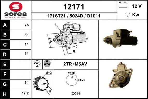 EAI 12171 - Starter autospares.lv