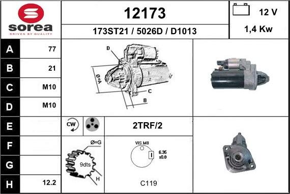 EAI 12173 - Starter autospares.lv