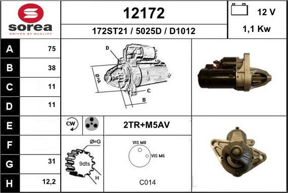 EAI 12172 - Starter autospares.lv